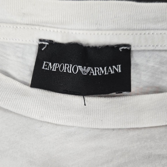 Emporio Armani Graphic T-Shirt Short Sleeve Casual Top White Made in Peru M  VTG - Picture 3 of 9